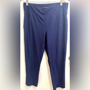 Eileen Fisher Pima Navy Cotton Stretch Jersey High-Waisted Pants- Size Medium